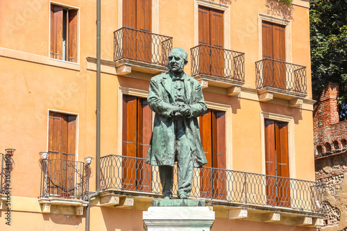 Vicenza, Italy. Beautiful view of Statua Di Fedele Lampertico in Vicenza. photo