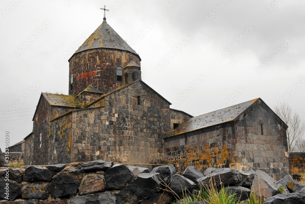 Medieval Makenis Monastery in Makenis village. Gegharkunik (Sevan) Region, Armenia.