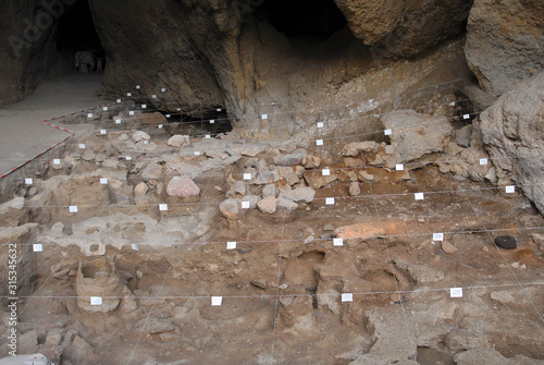 Archeological excavations of prehistoric settlement near by Areni town. Noravank gorge, Vayots Dzor Region, Armenia. photo