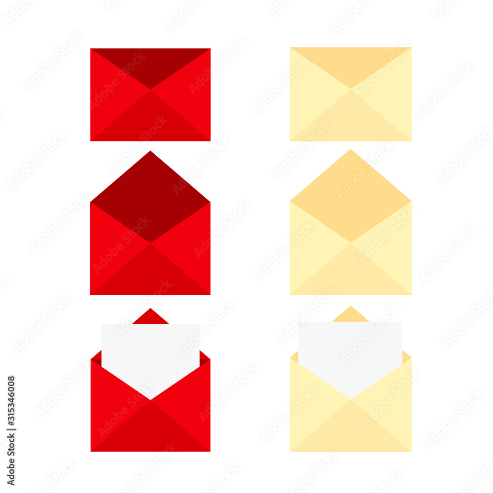 This is vector set of envelope and paper, heart. Love letter on white background. This is vector set of envelope and paper, heart. Love letter on white background.