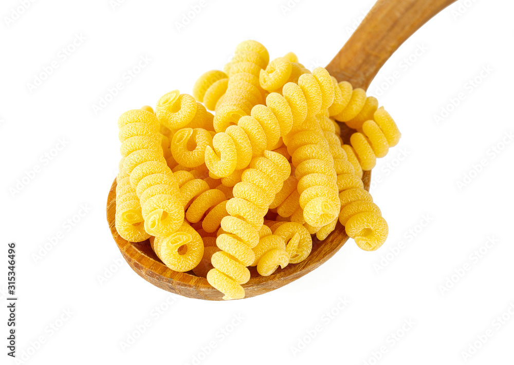 fusilli corti raw pasta isolated on white fusilli corti raw pasta isolated on white