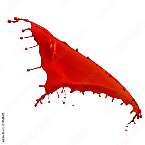 splashes of red paint isolated on white background