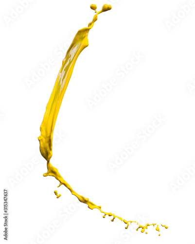 yellow paint splash isolated on white background