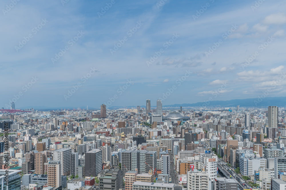 Cityscapes of the skyline in Osaka, Japan