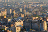 Panorama of Yerevan and view at Surb Grigor Lusavorich church. Armenia.