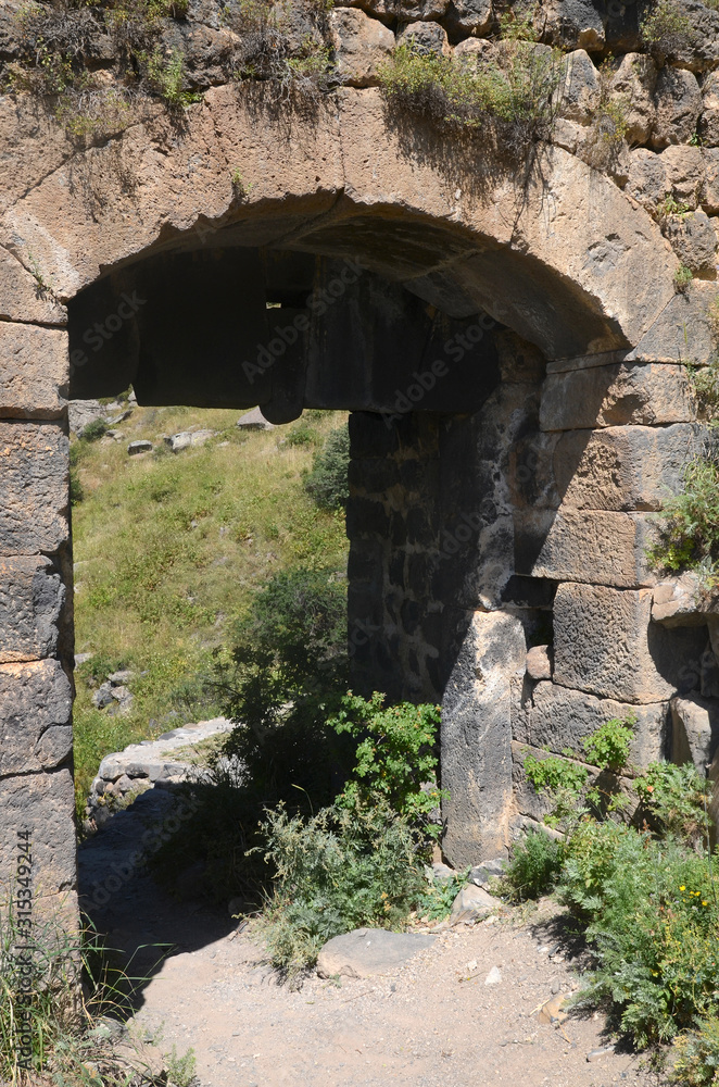 Doorway. Hamberd Fortress is the most famous medieval fortress in Armenia. Aragatsotn Region, Armenia.