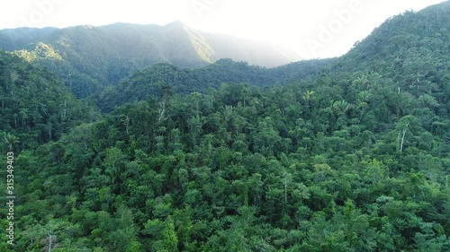 Flight over Mayan Mountains in Central American Jungles