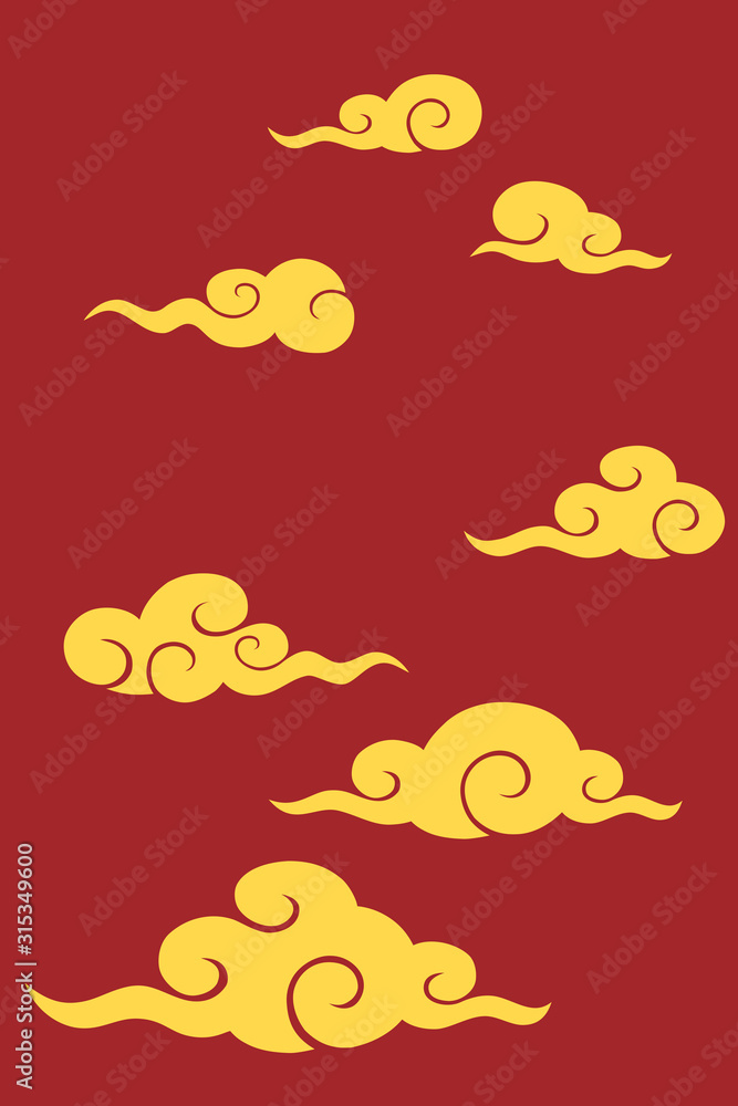 Chinese new year background with gold cloud 