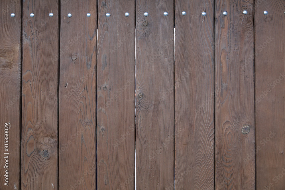 Fototapeta premium wood with nails texture background pattern. Brown color planks. Copy space for text.