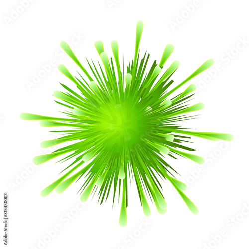 Virus Bacteria Cell Microbiology Sick Germ Vector. Green Microscope Bacteria In Spherical Shape With Antennas. Scientific Laboratory Bacterium Colored Concept Mockup Realistic 3d Illustration