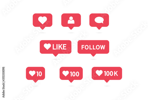 Like icon. Social media notification icon. Follow button symbol. Vector illustration © Alano Design