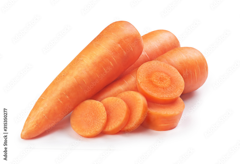 Obraz na płótnie peeled carrots on a white background w salonie