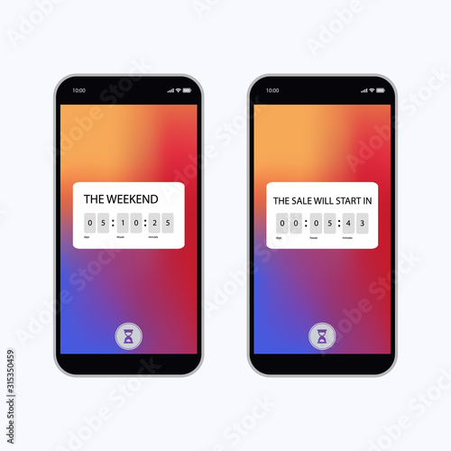 Template Countdown. Interface in popular social media. You can use in advertising and mailing. Mockup stories, polls, in social media.