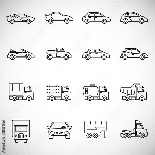 Car icons set outline on background for graphic and web design. Creative illustration concept symbol for web or mobile app