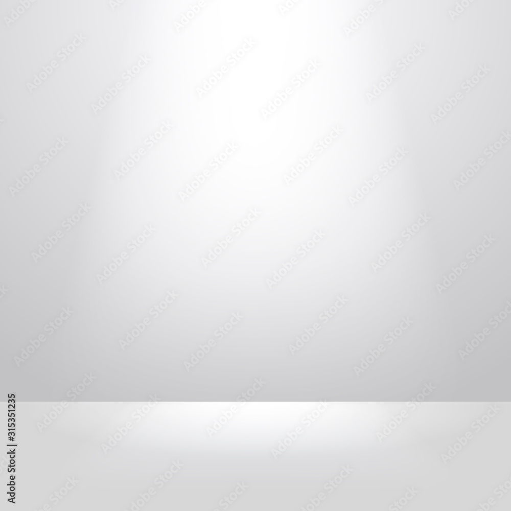 realistic template of a white wall and empty space with soft light.