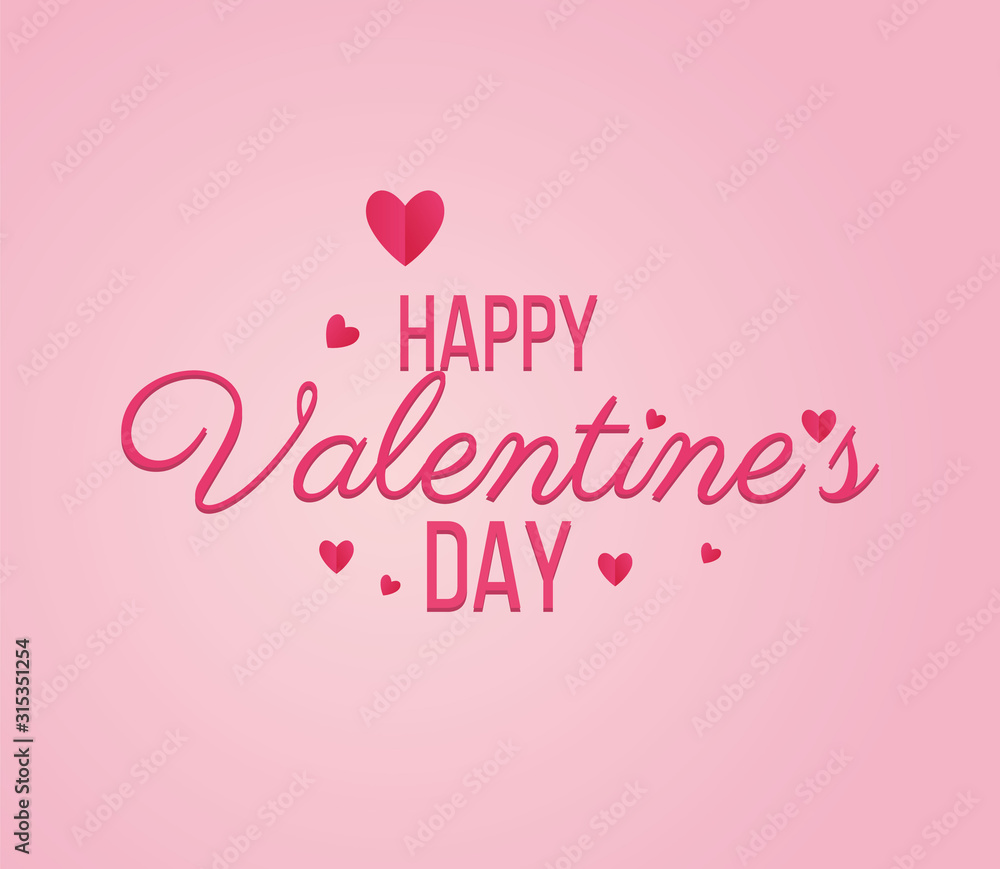 Happy Valentine Day lettering Greeting, vector