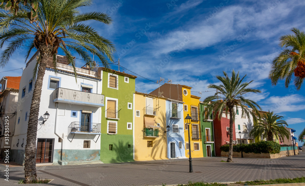 Colorful houses in seaside of Villajoyosa in Spain. Colorful houses in seaside of Villajoyosa in Spain.