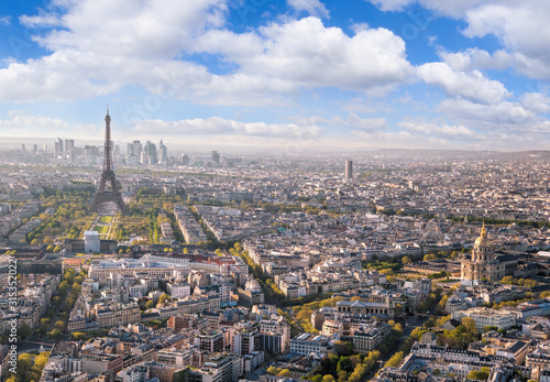 Panorama of Paris with Eiffel Tower in France