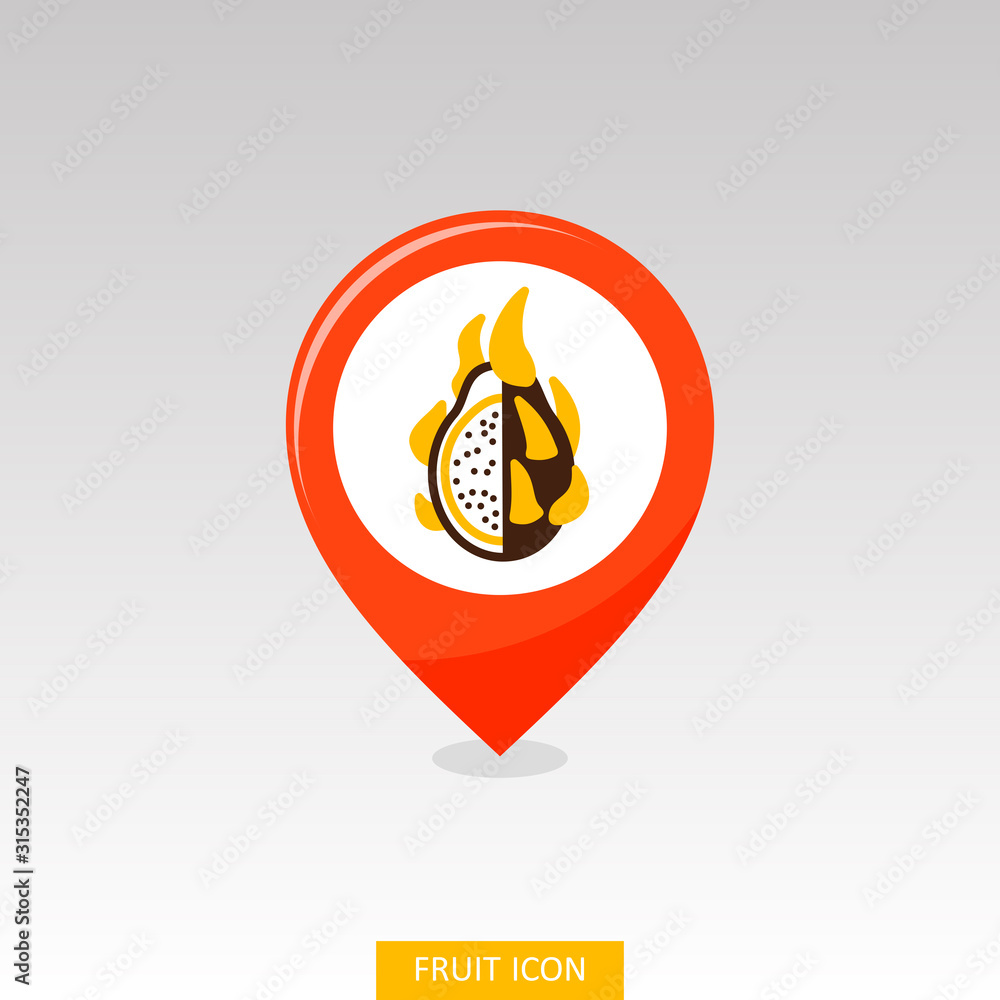 Pitaya pin map icon. Pitaya tropical dragon fruit Pitaya pin map icon. Pitaya tropical dragon fruit