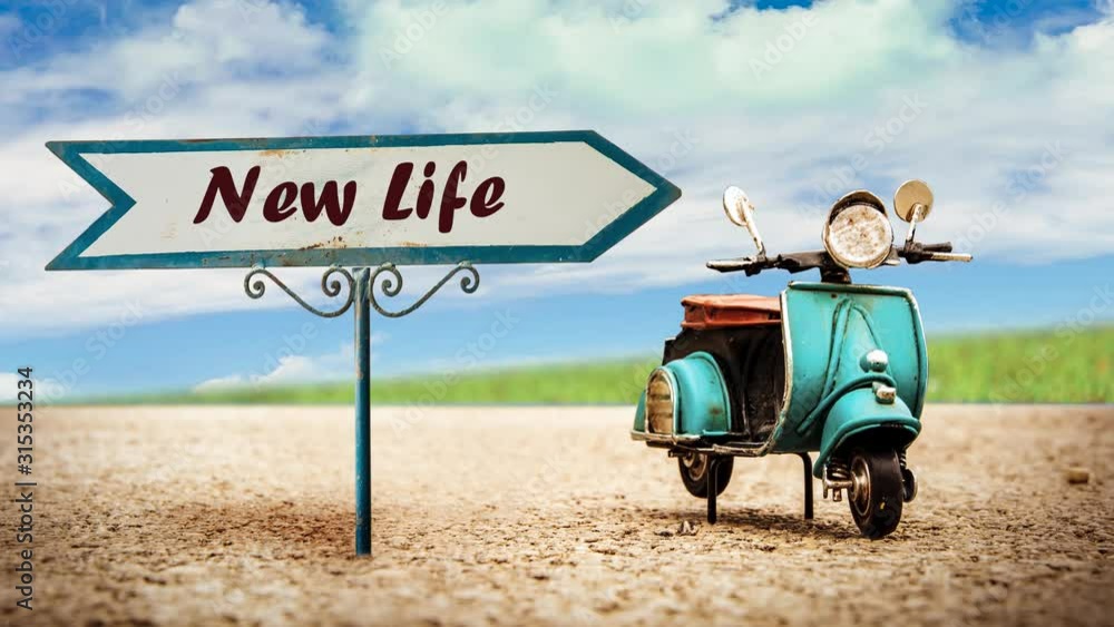 Street Sign the Way to New Life Street Sign the Way to New Life