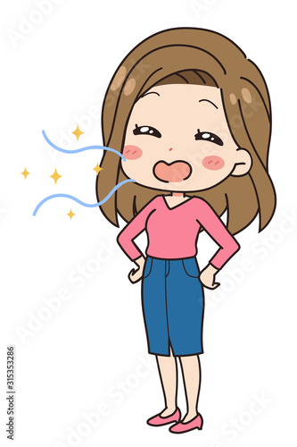 息が綺麗な女性の斜めイラスト 全身図 Stock Vector Adobe Stock