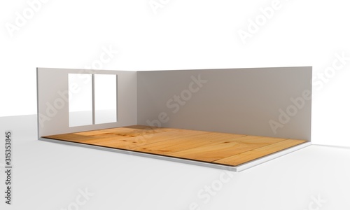 Empty Room Interior White Background. 3d Render Illustration