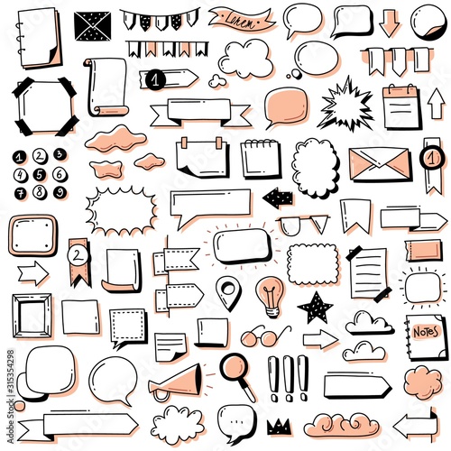 Bullet journal doodle banners set