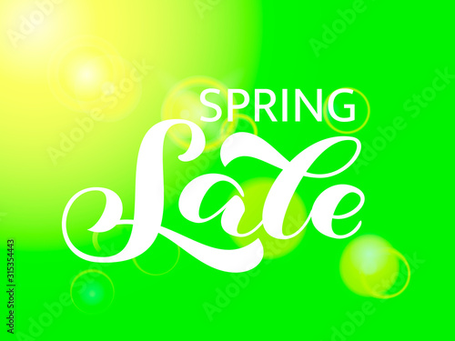 Spring Sale brush lettering. Vector stock illustration for banner or poster