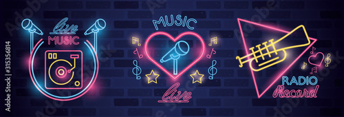 bundle of labels neon lights
