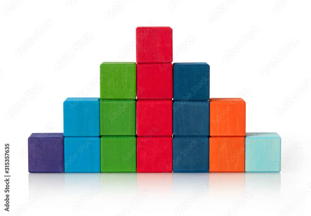 Obraz premium Wooden multi-colored cubes pyramid