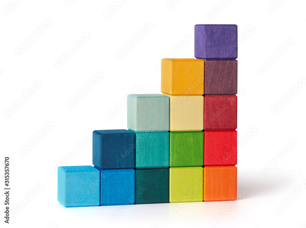 Toy wooden blocks increasing graph bar Toy wooden blocks increasing graph bar