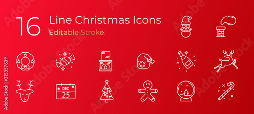 The linear set of Holiday Christmas icons
