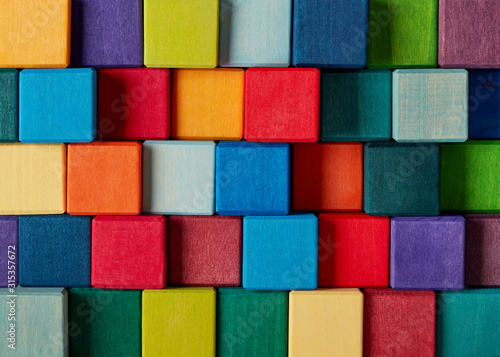 Multi-colored toy cubes background
