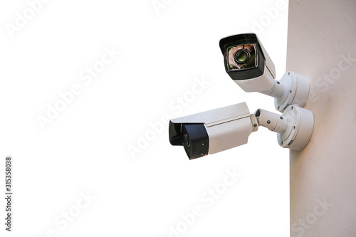 CCTV security cameras isolated on white background with clipping path.
