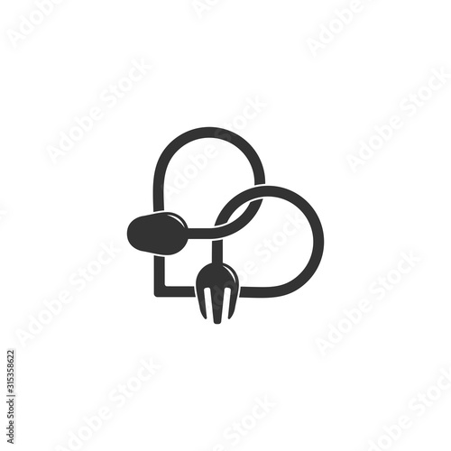 symbol vector of letter b spoon fork abstract line design