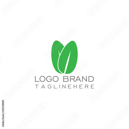 symbol vector of simple two leaf geometric design logo
