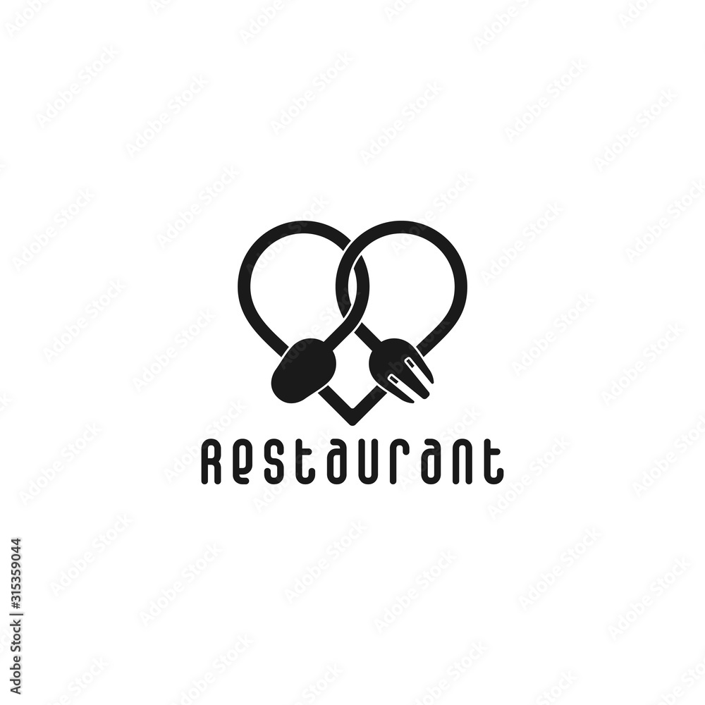 symbol vector of love eat spoon fork line design symbol vector of love eat spoon fork line design