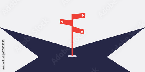 Choose the Best Direction - Business Decision Design Concept with Crossroads and Road Sign - Eps10 Vector Illustration