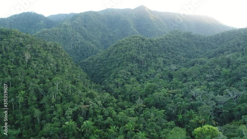 Flight over Mayan Mountains in Central American Jungles