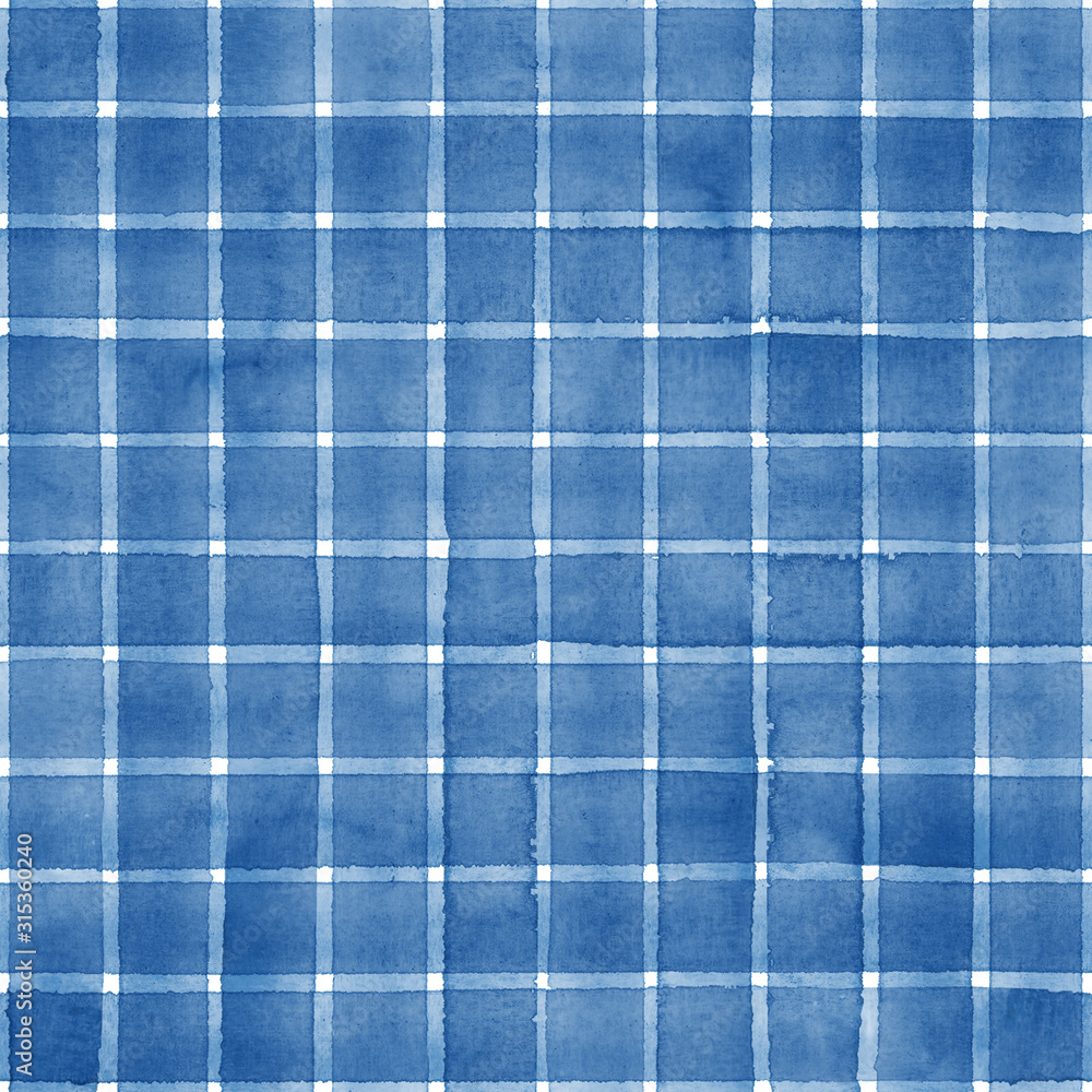 Watercolor stripe plaid seamless pattern. Blue stripes on white background Watercolor stripe plaid seamless pattern. Blue stripes on white background