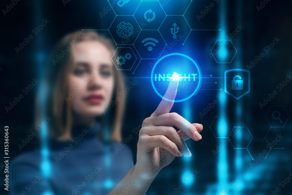 Business, Technology, Internet and network concept. Young businessman working on a virtual screen of the future and sees the inscription: Insight Business, Technology, Internet and network concept. Young businessman working on a virtual screen of the future and sees the inscription: Insight