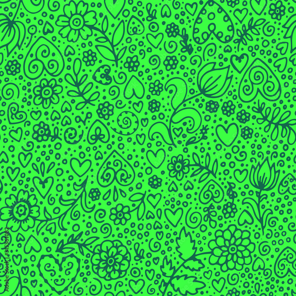 seamless green floral pattern