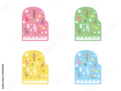 春 音楽シルエット