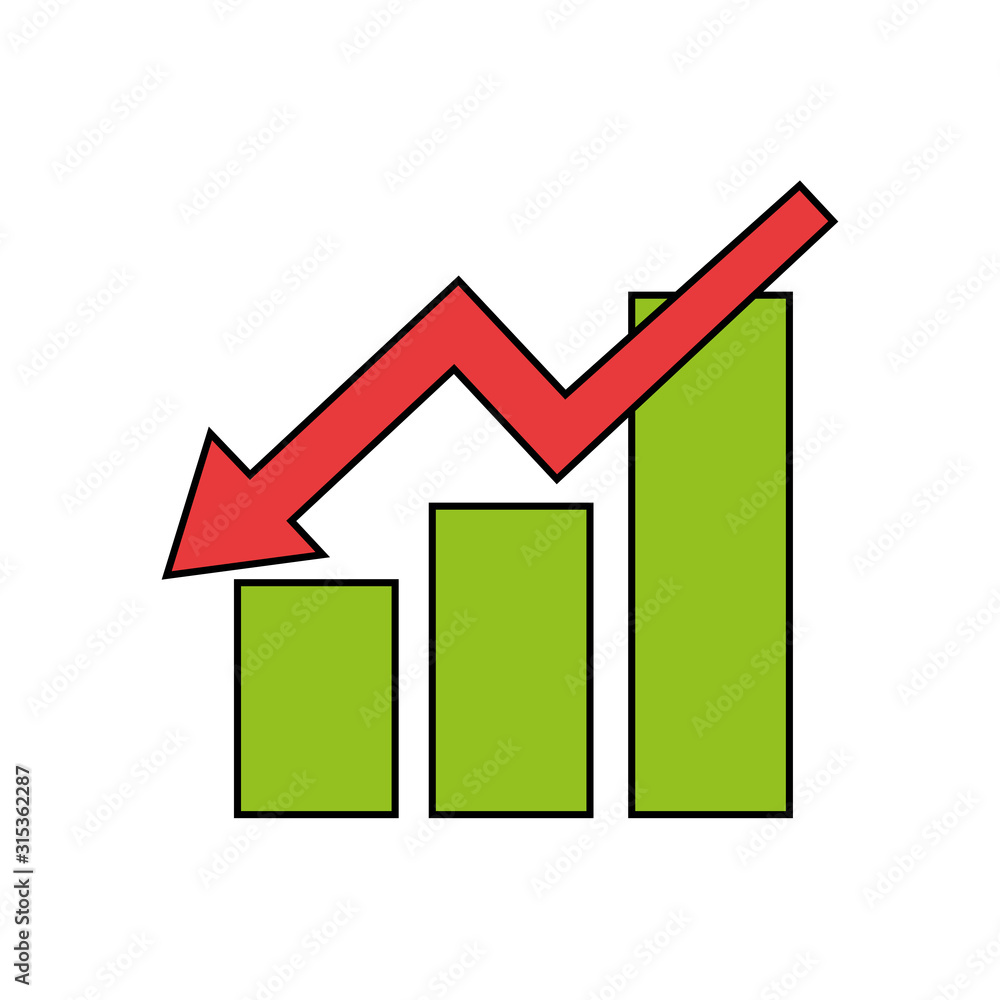 Workflow bars with decrease arrow design, Infographic data information business analytics and visual presentation theme Vector illustration Workflow bars with decrease arrow design, Infographic data information business analytics and visual presentation theme Vector illustration