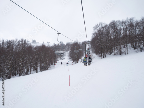 Ski lift on ski resort in Greece photo