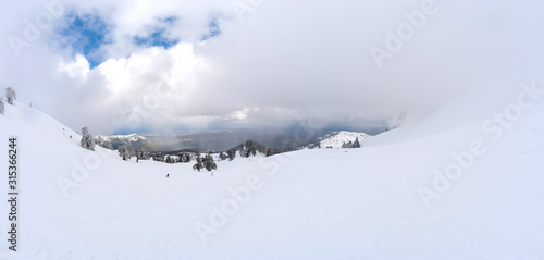 Landscape of mountain with snow
