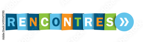 Bouton web typographique multicolore vecteur RENCONTRES
