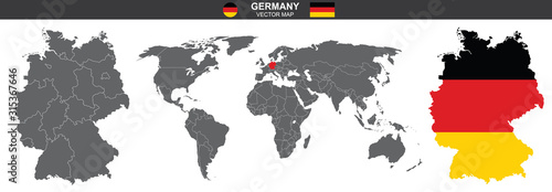 set of vector maps of Germany on white background