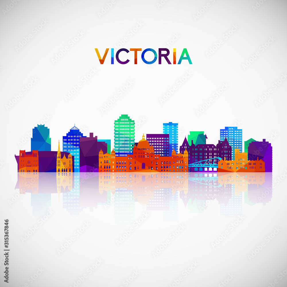 Victoria skyline silhouette in colorful geometric style. Symbol for your design. Vector illustration.