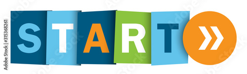 START colorful vector typographic web button